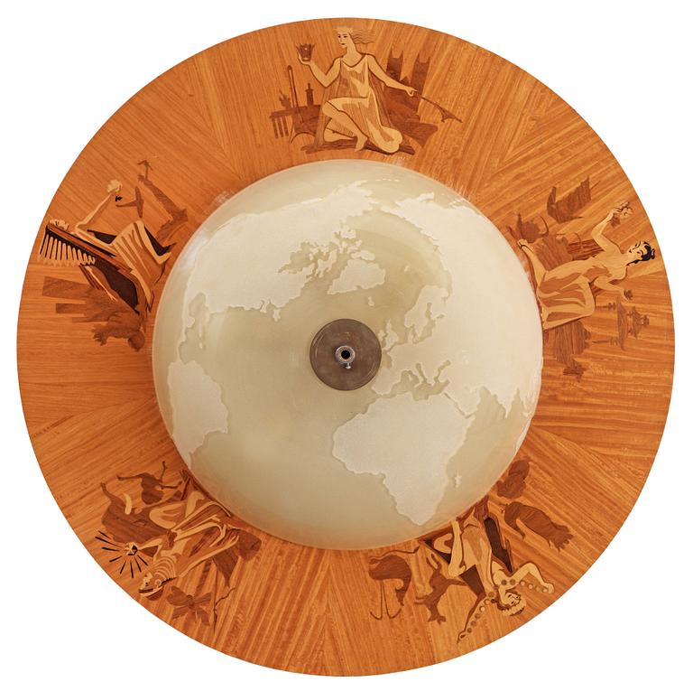 A Swedish 1930's-40's ceiling lamp, probably by Birger Ekman for Mjölby Intarsia.