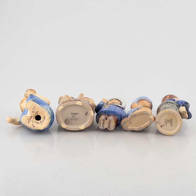 Lisa Larson, figuriner, 5 st, stengods, K-Studion Gustavsberg och Gustavsbergs Studio.