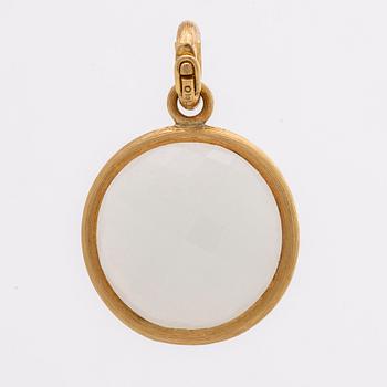 OLE LYNGGAARD, pendant, 18K gold w 1 white chequered cut stone "Nature", original box and dustbag.