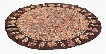 A rasht embroidered textile, North persia, diameter 119 cm.