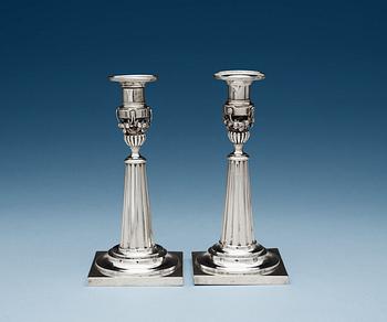 893. A pair of German 19th century silver candlesticks, makers mark of Johann Rudolf Haller, Augsburg 1801.