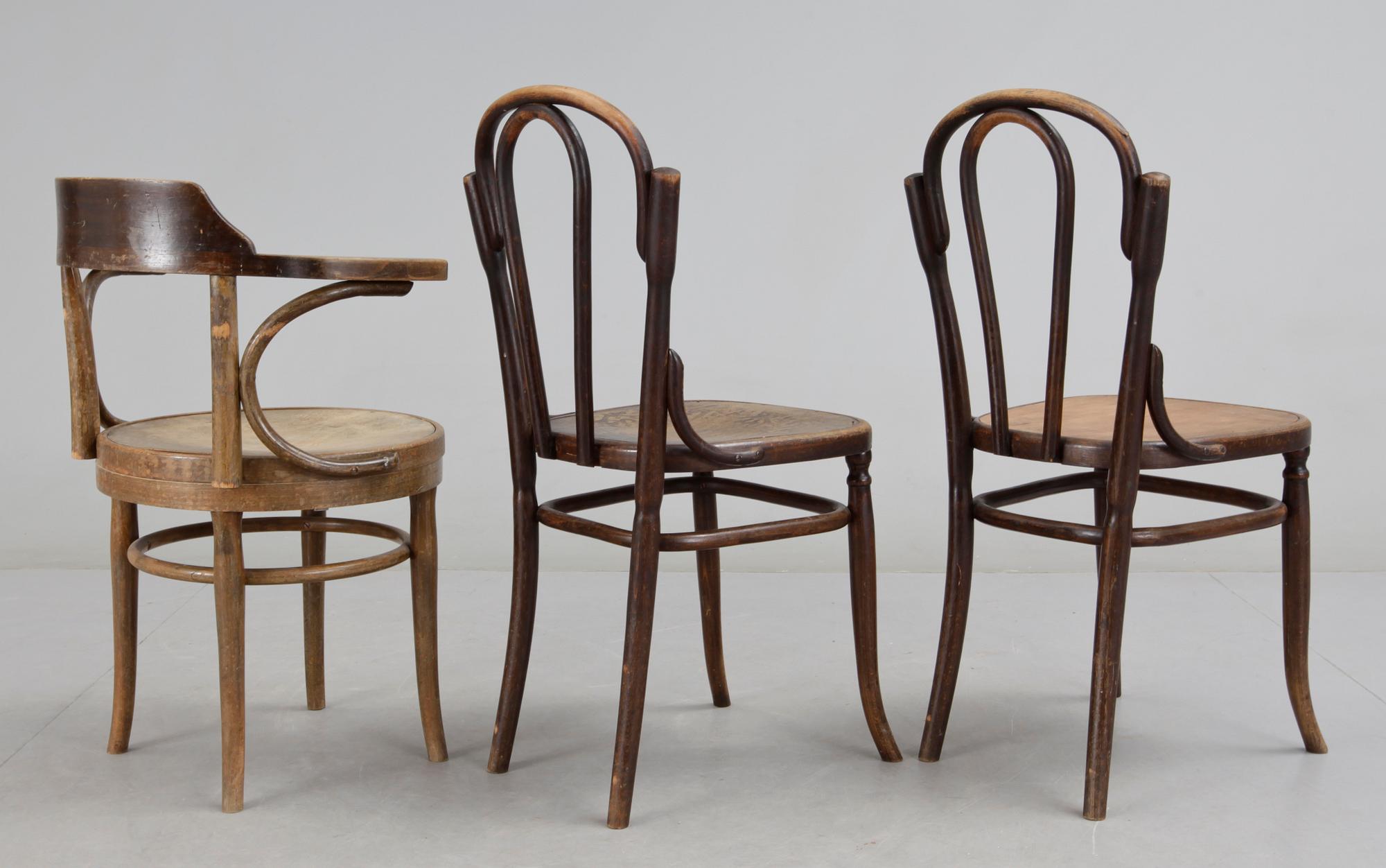 STOLAR, 2 st samt KARMSTOL, wienertyp, 1900-talets första hälft.