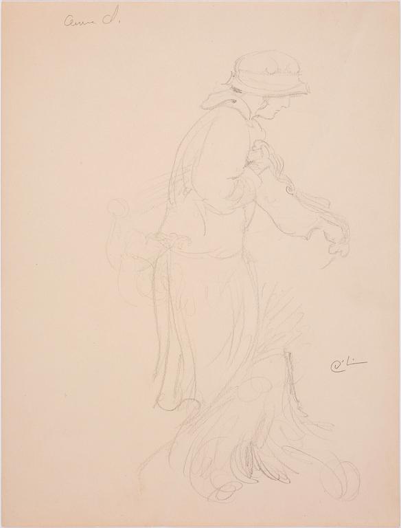 CARL LARSSON, skisser, 4 st, monogramsign.