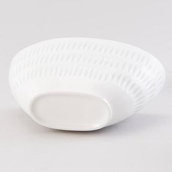 FRIEDL HOLZER-KJELLBERG, A porcelain bowl and set of six coffee cups with saucers, signed  Arabia F.H.Kj. Finland.