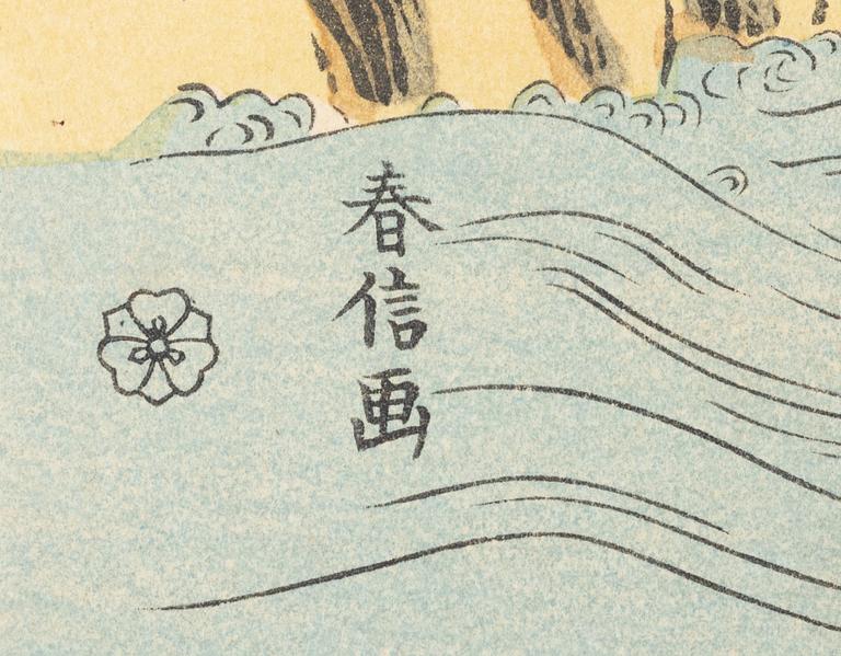 Fem träsnitt ur mapp utgiven av Tokyo Bijutsu Kankokai (Tokyo Art Publishing Association", tidigt 1900-tal.