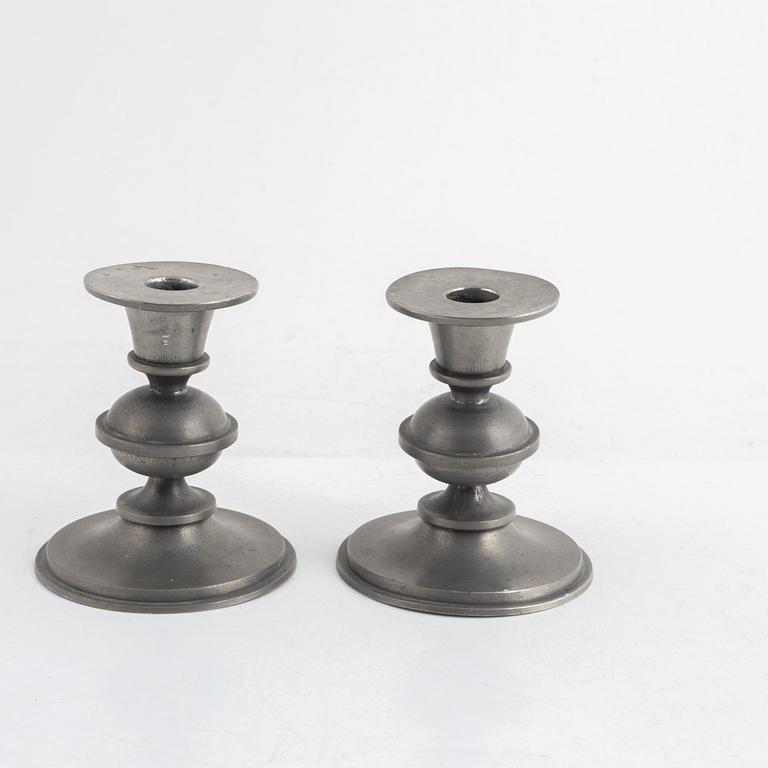 Edvin Ollers, candlesticks, a pair, pewter, Stockholm 1964.