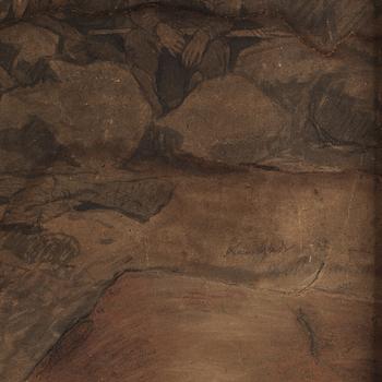 August Malmström and Hans Gude, ink and wash on brown paper with heightening white, signed Hans Gude and A. Malmström.