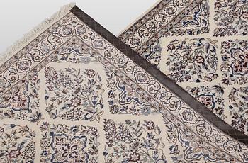 A Nain part silk carpet, 408 x 98 cm.