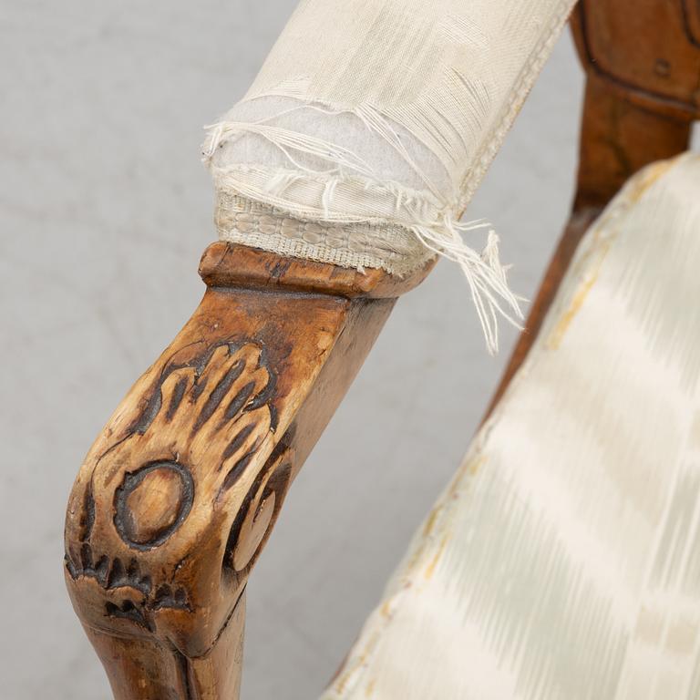 A pair of French Louis XV fauteuils, mid 18th century.