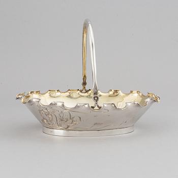 A Russian early 20th century parcel-gilt silver basket, unidentified makers mark, Moscow 1899-1908.
