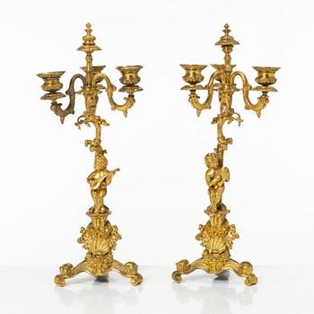 A pair of Louis XV style candelabras, 20th century.