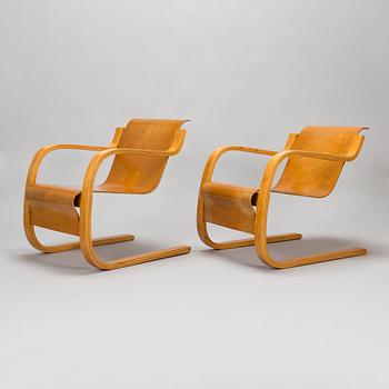 Alvar Aalto, fåtöljer ett par, modell 31, O.Y. Huonekalu- ja Rakennustyötehdas A.B. 1940-tal.