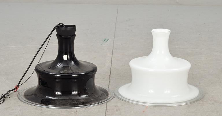 TAKLAMPA, 2 st. glas. "Sonate", Holmegaard, Danmark. 1900-talets andra hälft.