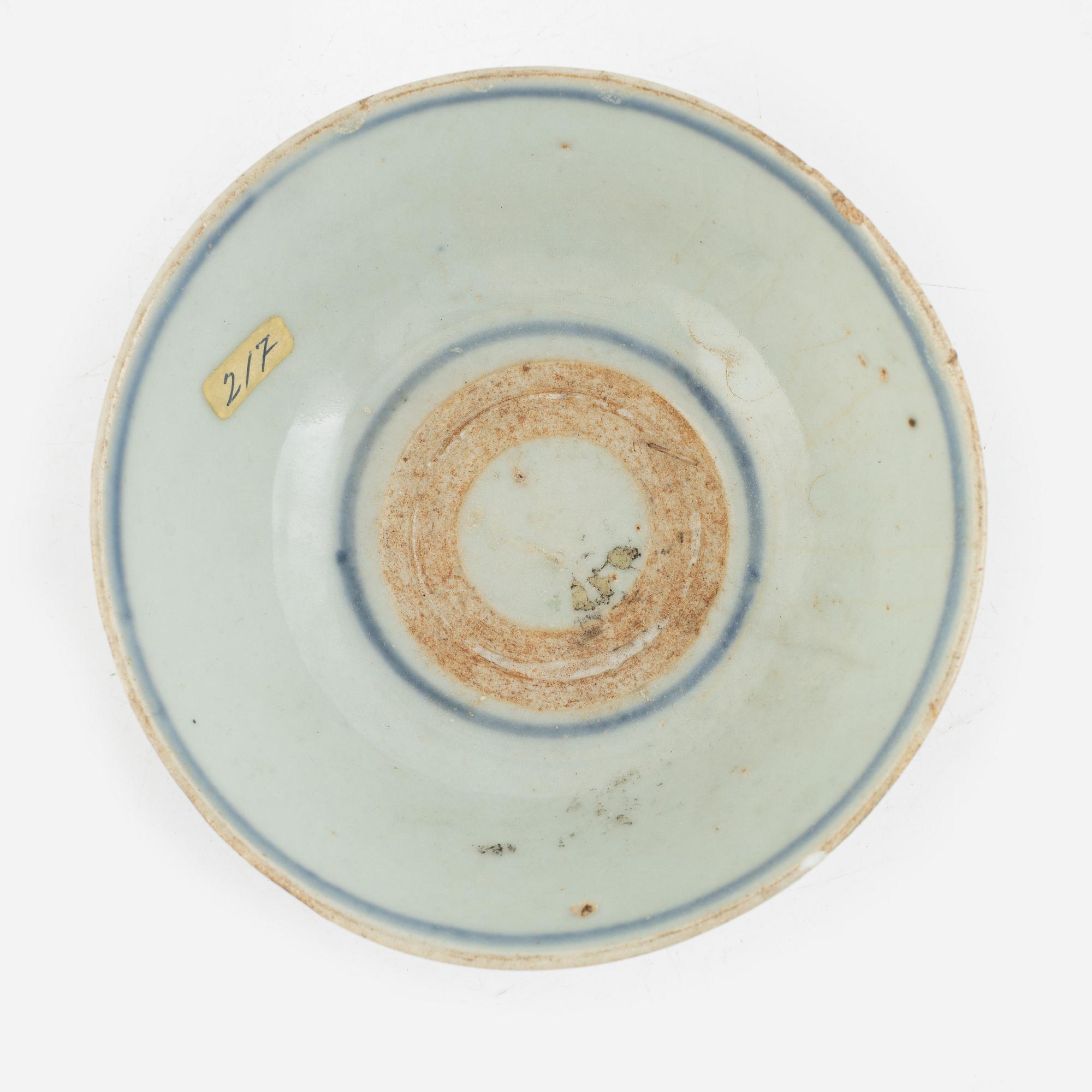 A group of thirteen cups, a bowl and a cup holder, four saucers, partly China and 18th century,