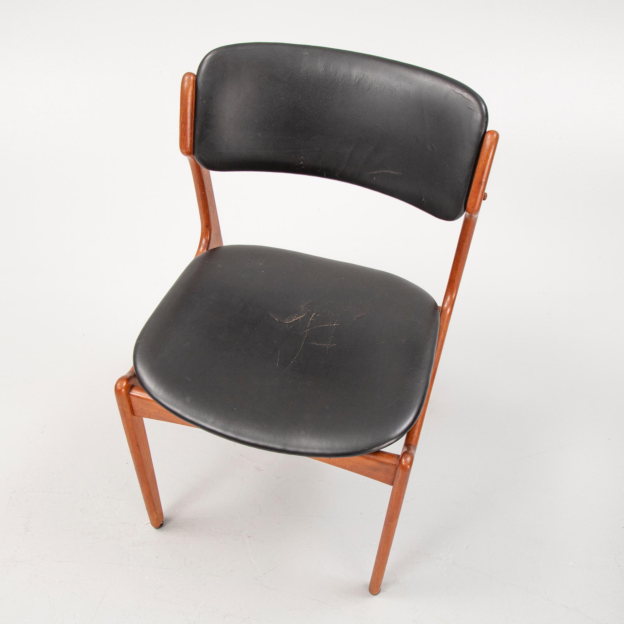 Erik Buch, four model 49 teak chairs, Odense möbelsnickeri, Denmark, 1950's/60's.