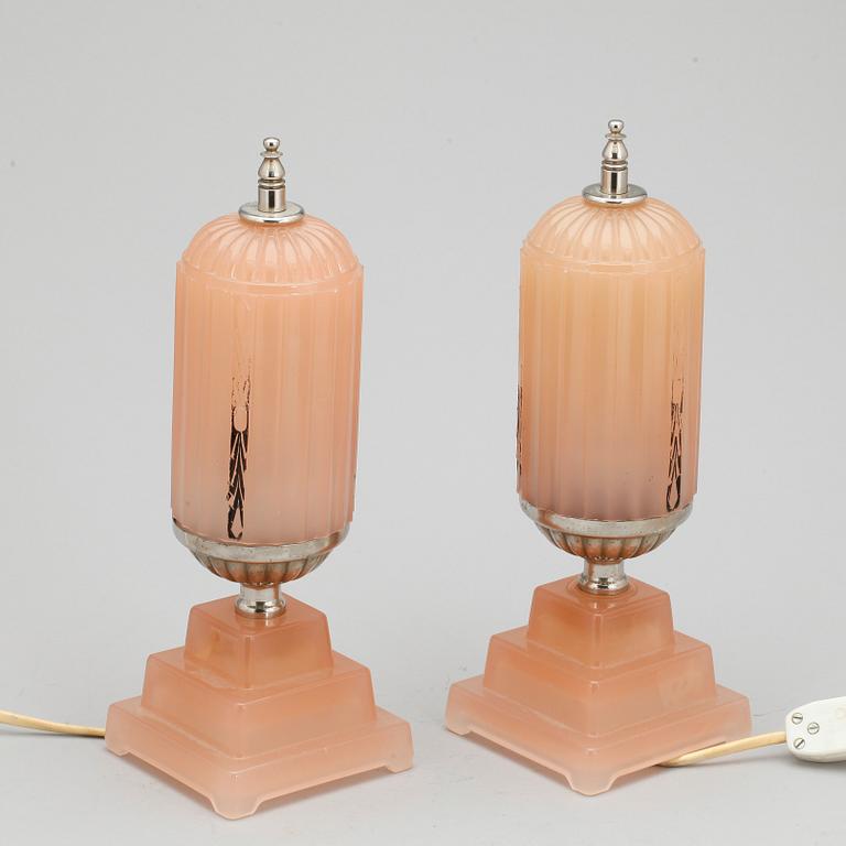 BORDSLAMPOR, ett par, art deco, 1920/30-tal.