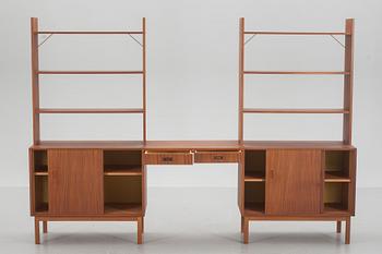 BOKHYLLA, 3 sektioner, teak, 1900-talets mitt/andra hälft.