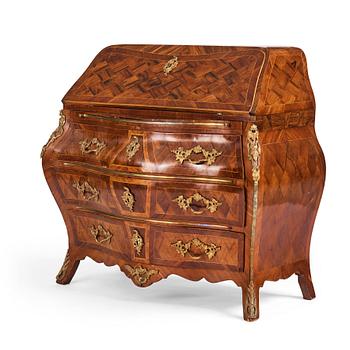 24. A rosewood and gilt-brass mounted rococo secretaire by G. Foltiern (master in Stockholm 1771-1804).