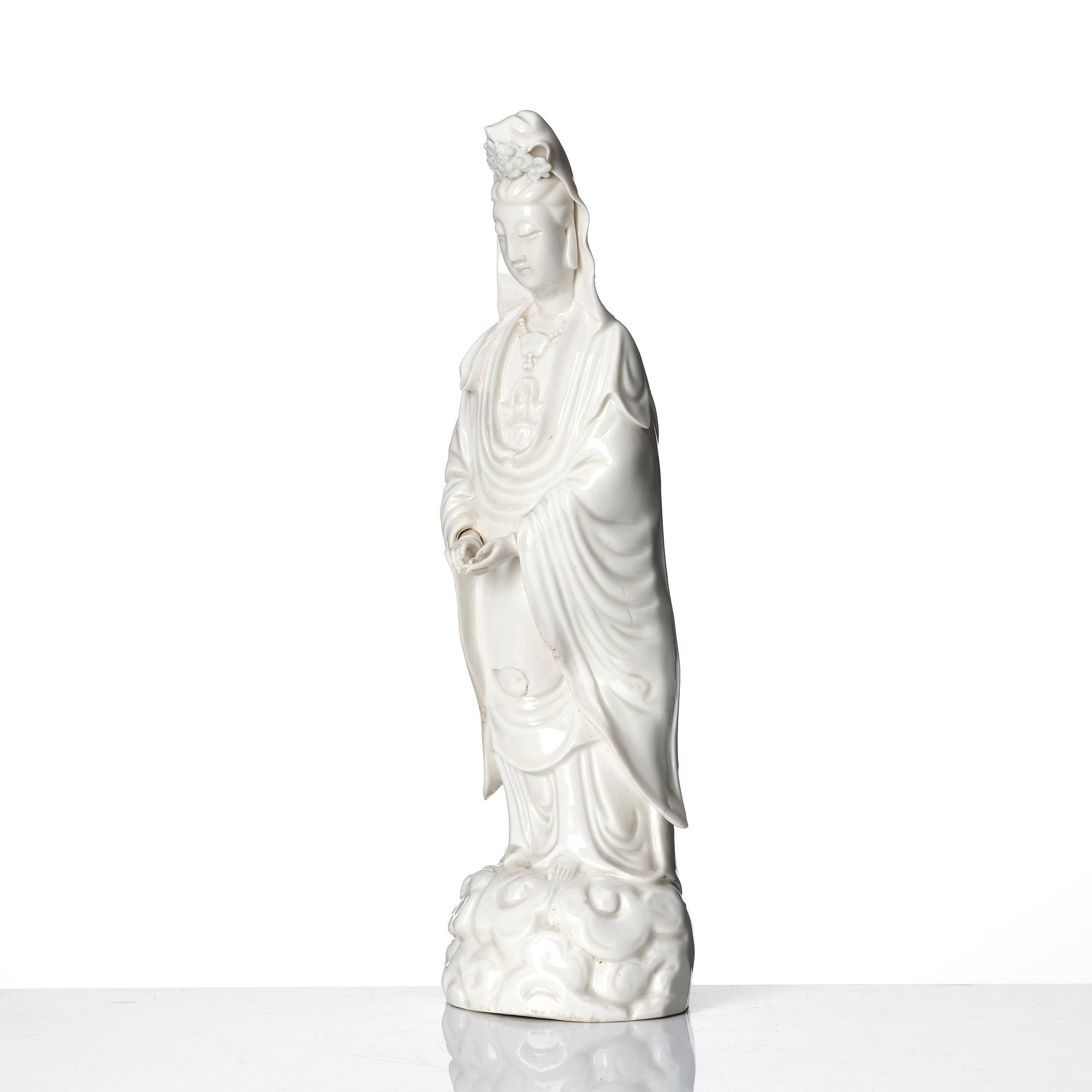 A Chinese blanc de chine figure of Guanyin, Qing dynasty, 19th Century.