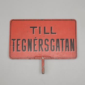 SPÅRVAGNSSKYLT, metall, 1900-talets första hälft.
