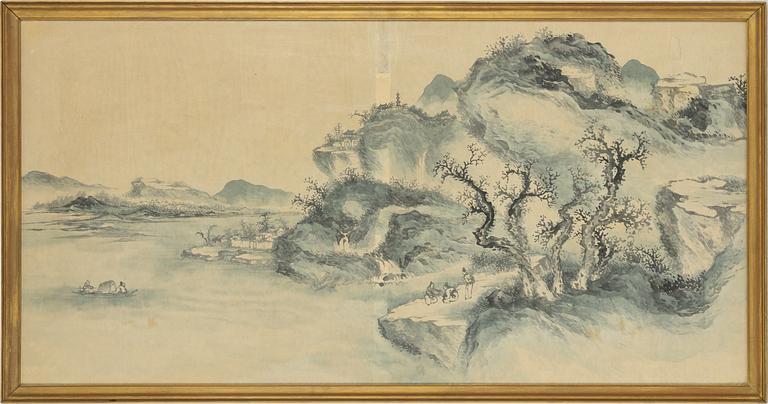 Unidentified artist, Figures in a riverscape, China, around 1900.