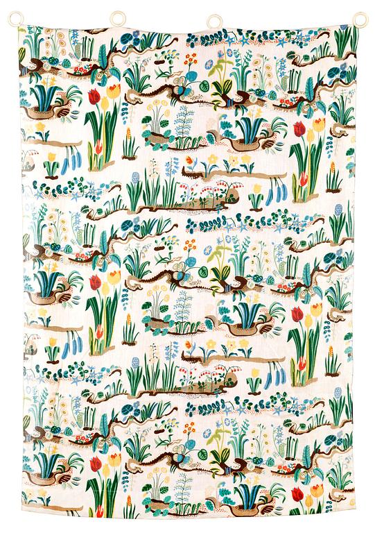 Two Josef Frank linnen curtains, 'Primavera', Svenskt Tenn.