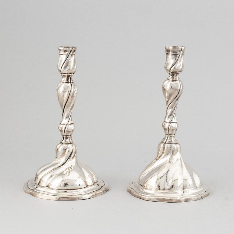 A matched pair of Swedish silver Rococo candlesticks,  18th century.