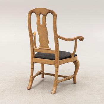 A birch rococo armchair, mid 18th Century.