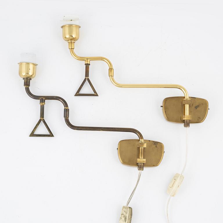 A pair of wall lamps, Armaturhantverk, Tibro, Sweden, second half of the 20th century.
