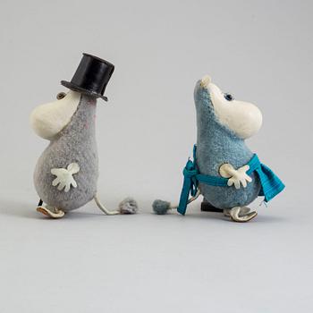 Two Moomin character figures from Atelier Fauni, Finland, 1950's/60's.