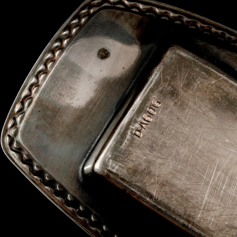 SALT- och PEPPARKAR, silver, emalj och glas, David Andersen, Norge, 1900-tal.