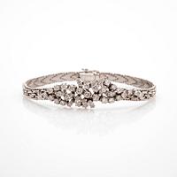 Bracelet, 18K white gold with cabochon-cut and brilliant-cut diamonds.