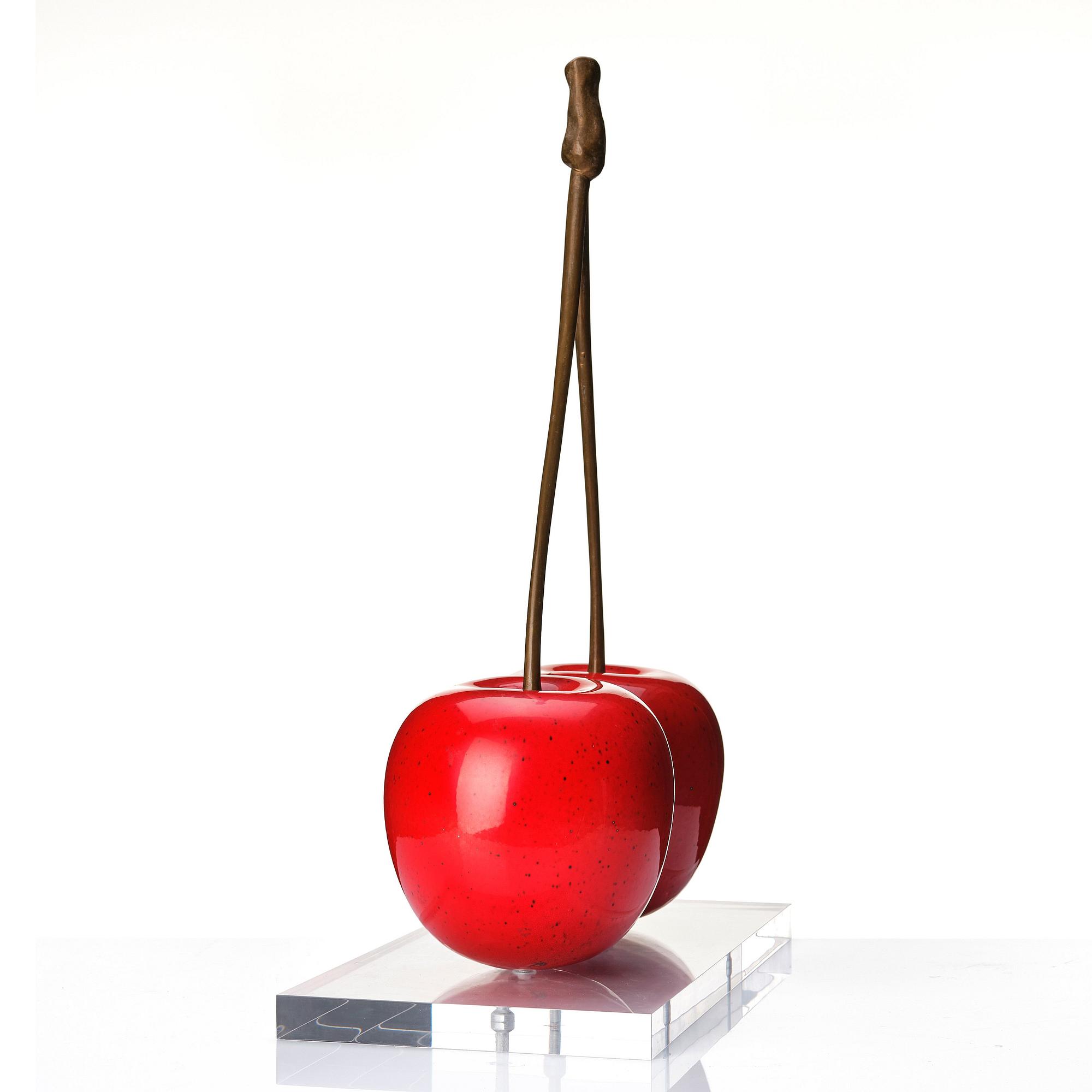 Hans Hedberg, a faience and bronze sculpture of cherries, Biot, France.