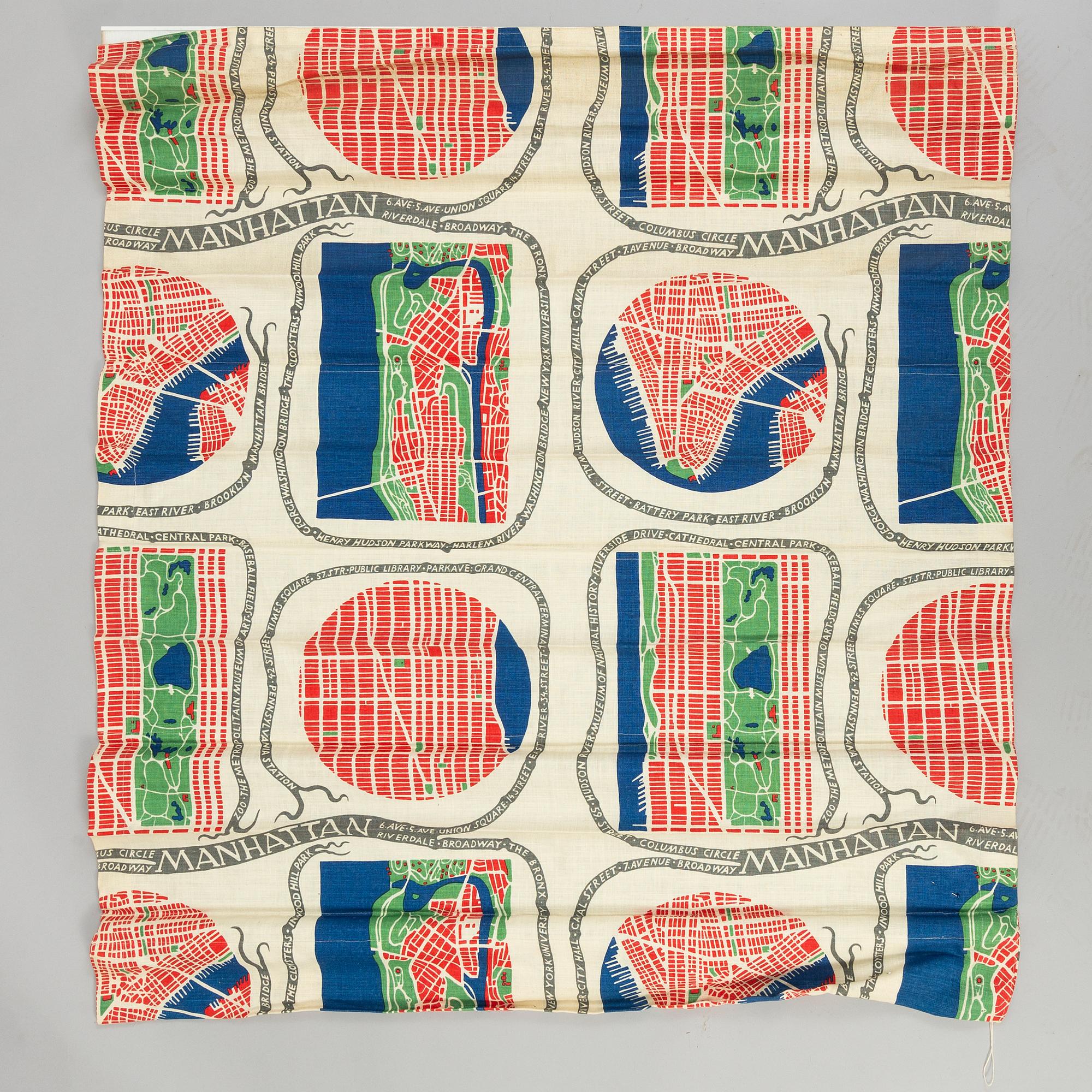 JOSEF FRANK, a pair of linen curtains and a smaller one, 'Manhattan', Firma Svenskt Tenn.