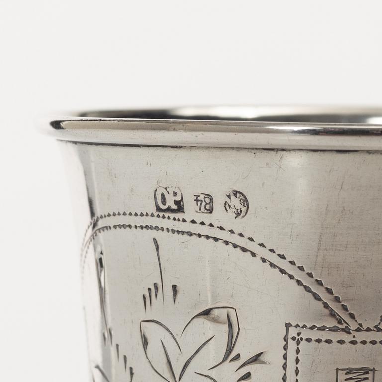 Bägare, 5 st, silver, Ryssland, 1800/1900-tal.