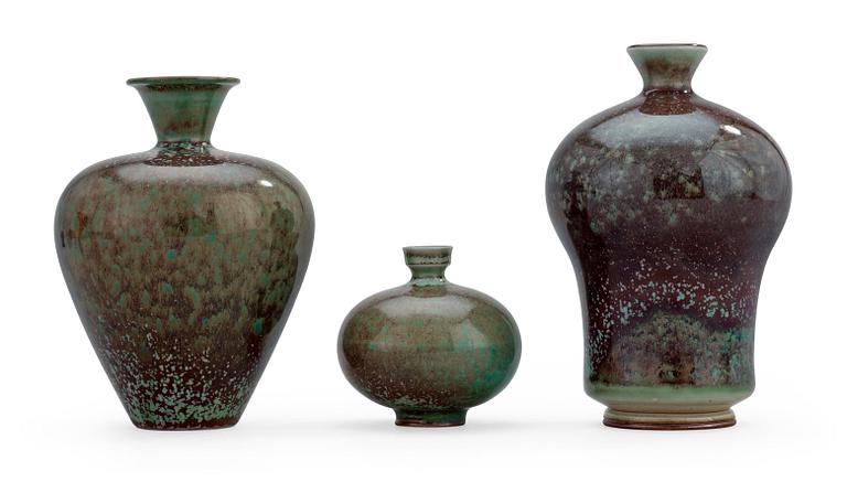 Three Berndt Friberg stoneware vases, Gustavsberg Studio 1969-70.