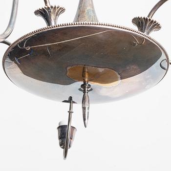 Elis Bergh, Attributed to. Ceiling lamp, silver plate, Swedish Grace, 1920s-30s.