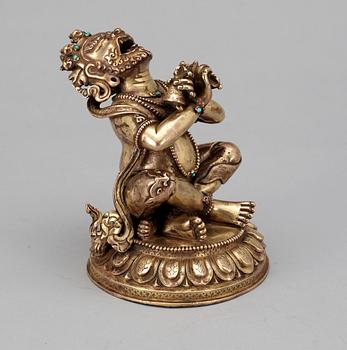 FIGURIN, förgylld brons. Buddhistisk gudom, Nepal/Tibet 1900-tal.