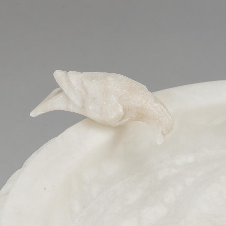 A pair of 20th century alabaster bowls or birdbaths.