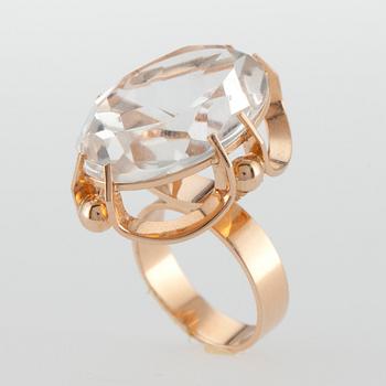 Elis Kauppi, RING, 14K guld, bergskristall, Kupittaan Kulta 1973.