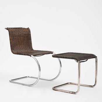 Ludwig Mies van der Rohe, stol samt fotpall, modell "MR10",  Berliner Metallgewerbe Josef Müller eller Bamberg Metallwerkstätten, ca 1926-27.