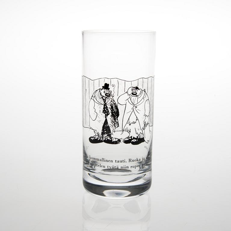 DRICKSGLAS, 6 st, med Kari Suomalainens skämtteckningar.