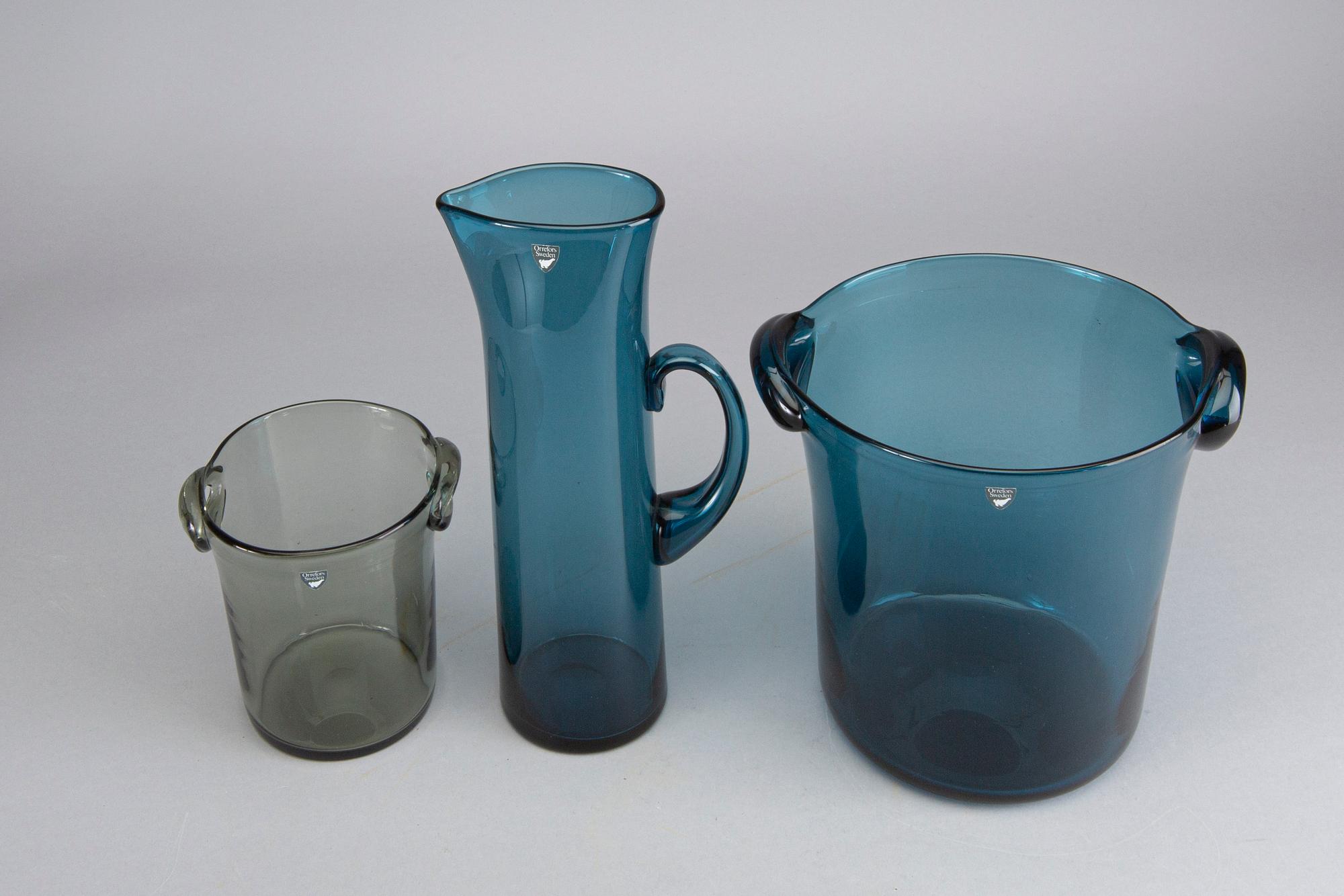 NILS LANDBERG, 3 pcs, Orrefors, mid 30th century / latter part.