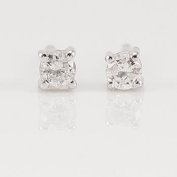 ÖRHÄNGEN, 1 par, 18K vitguld och diamanter tot ca 0.19 ct.