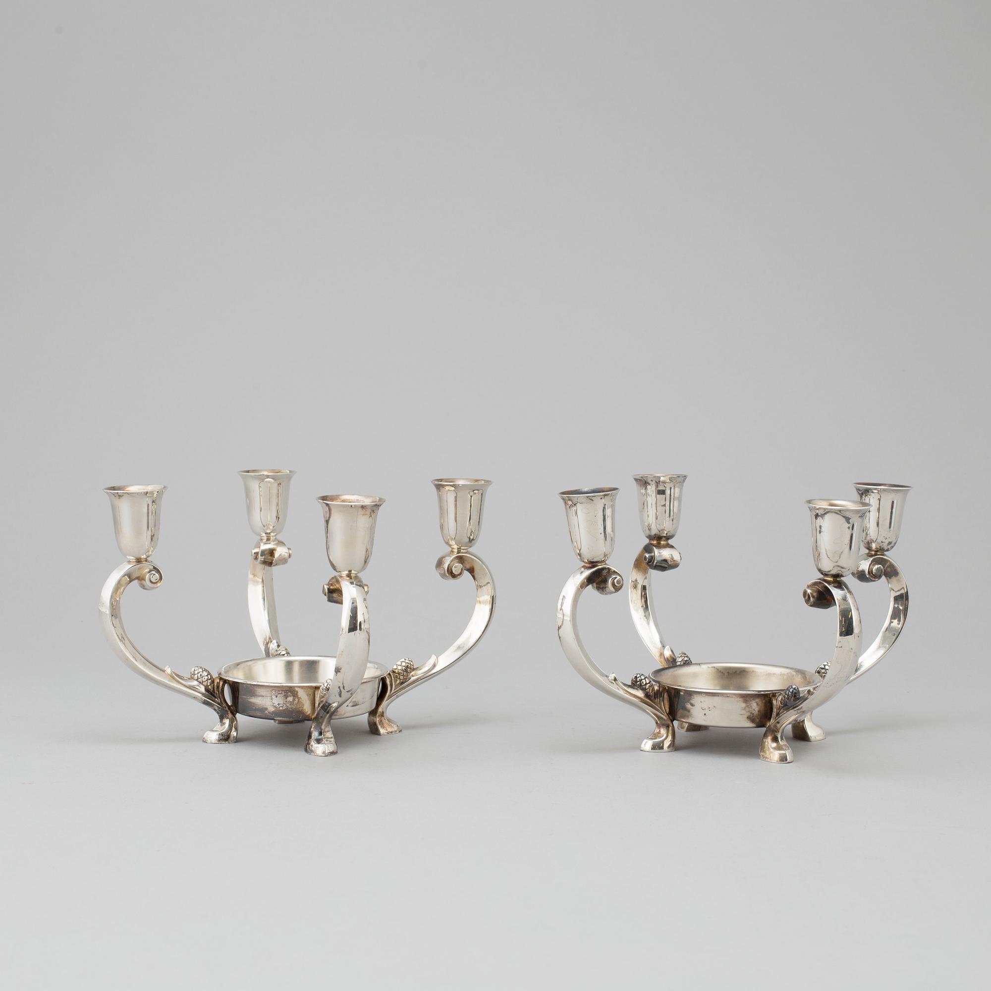 A PAIR OF SILVER PLATE CANDLE EPERGNE CENTREPIECES,  Reed & Barton, first half of the 20th century, USA.