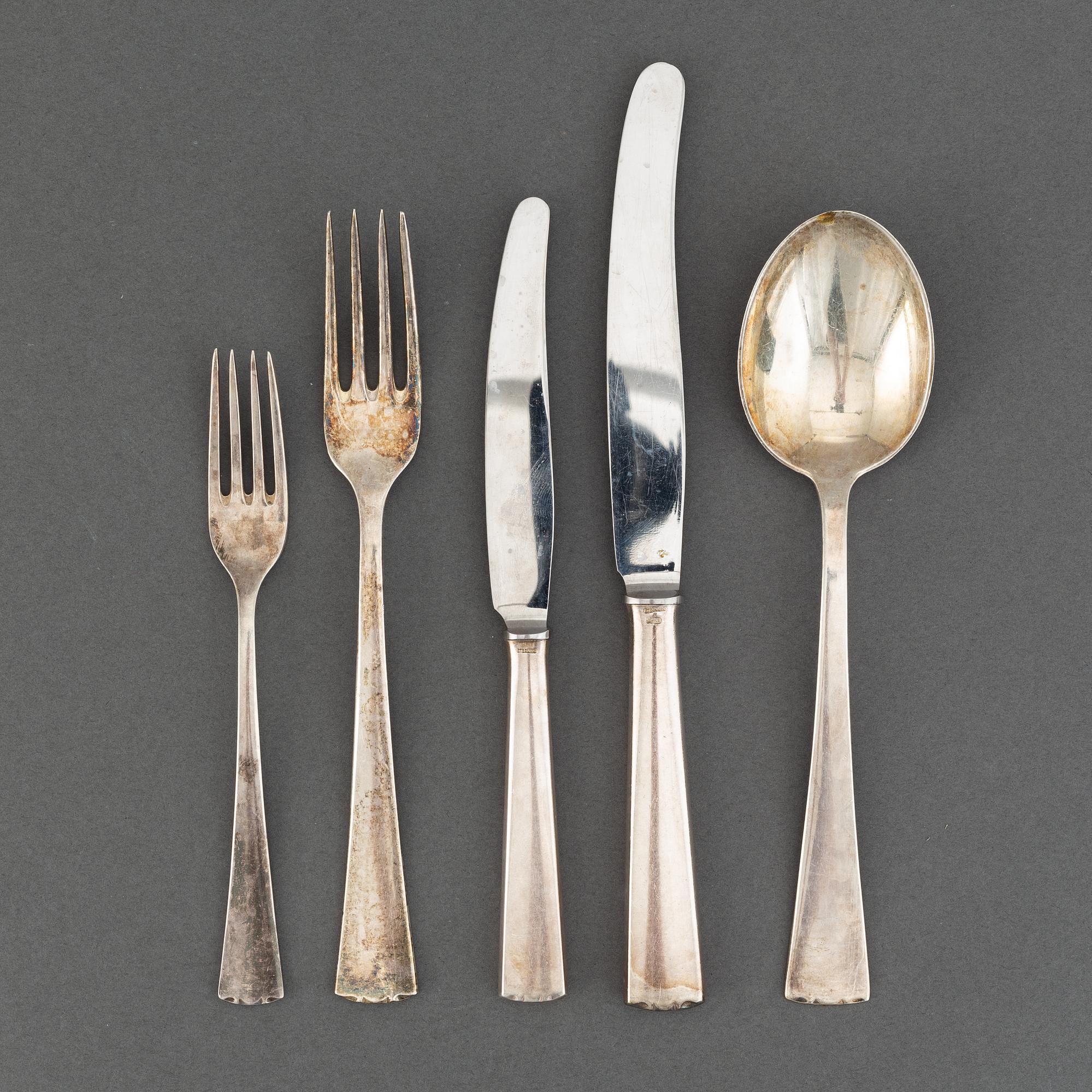 A Swedish 20th century 51 piece sterling silver cutley-set, marked CGH, Stockholm 1960.