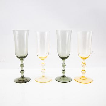 Simon Gate, champagne glasses 14 pcs "Salut" for Orrefors/Sandvik mid-20th century.