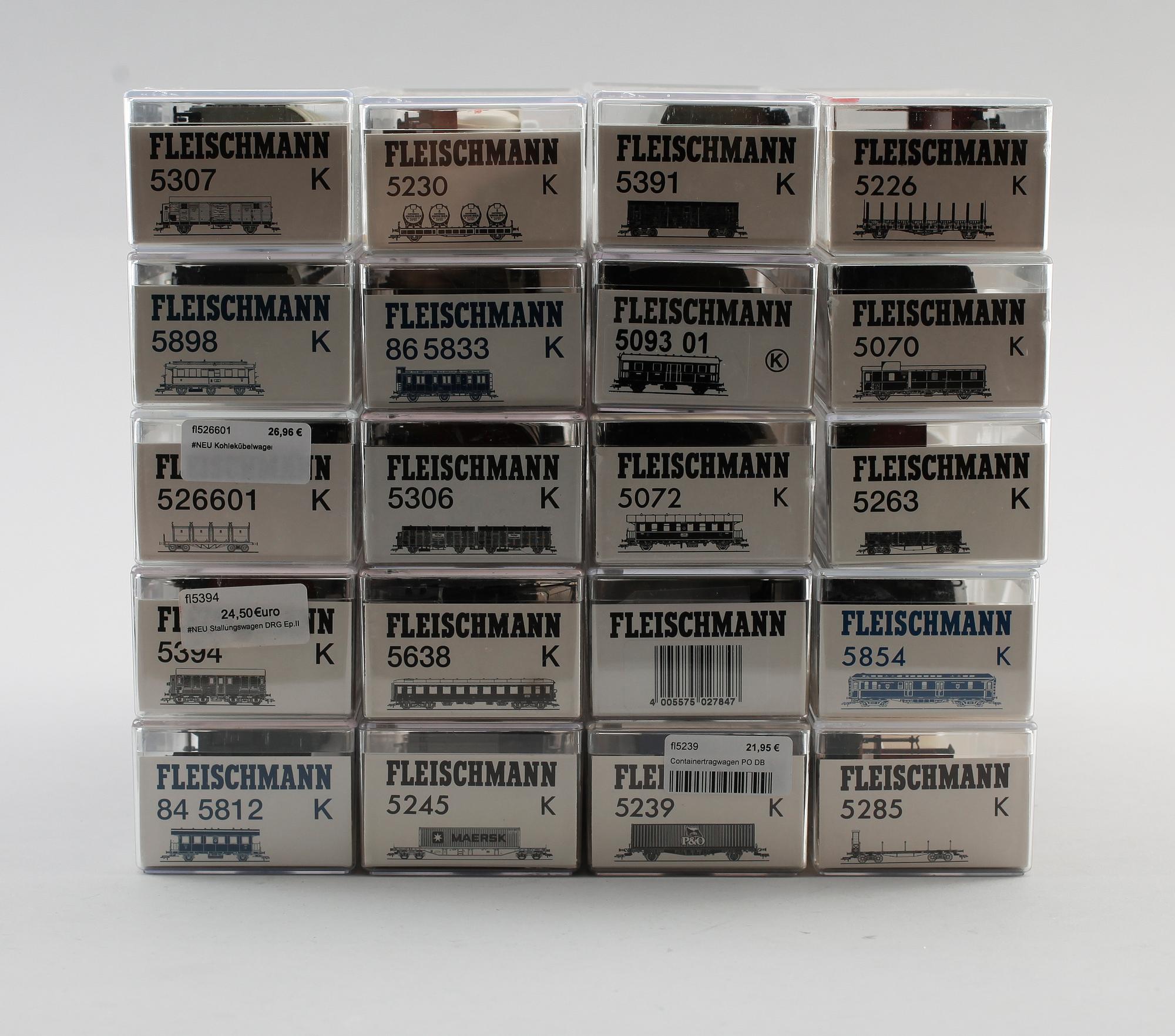 SAMLING MODELLTÅGSDELAR, 20 delar, Fleischmann, Tyskland.