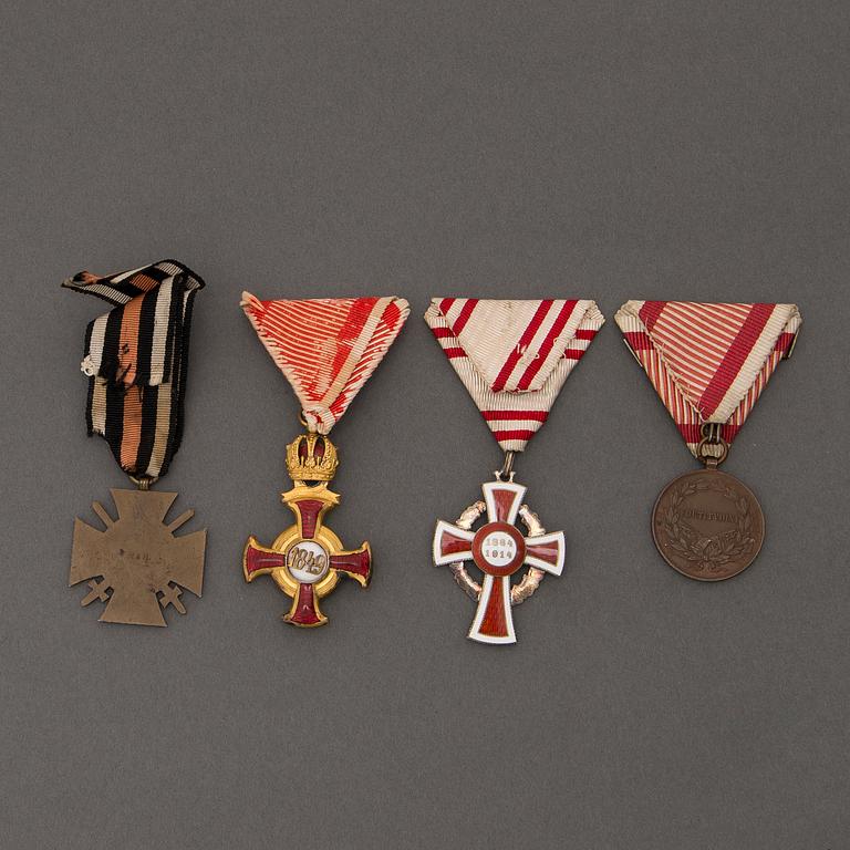 A set of four Austro-Hungarian medals, first half of the 20th Century.