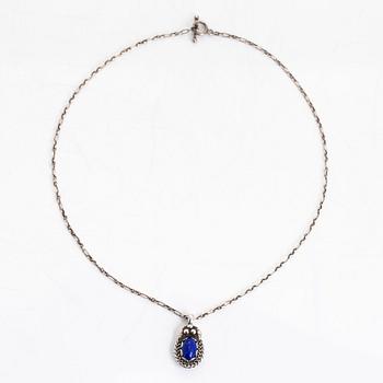 Georg Jensen, necklace with year pendant 1992, silver and lapis lazuli, Denmark.